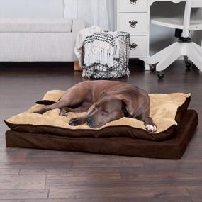 img 2 attached to Furhaven Large Orthopedic Dog Bed: Minky Plush & Suede Pillow Top Mattress With Removable Washable Cover, Ideal For French Roast Lovers - Large Size