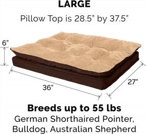 img 3 attached to Furhaven Large Orthopedic Dog Bed: Minky Plush & Suede Pillow Top Mattress With Removable Washable Cover, Ideal For French Roast Lovers - Large Size