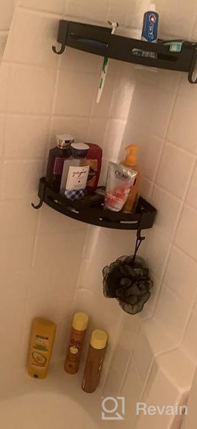 img 1 attached to Maximize Bathroom And Kitchen Storage With Hoomtaook Wall-Mounted Corner Caddy: 2-Tier Adhesive Triangle Shelves With No Drilling Required! review by Alejandro Dabney