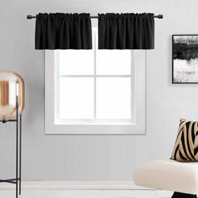 img 4 attached to 2 Pack DONREN 15In Blackout Valances For Windows - 42In Wide Insulated Basement/Kitchen Curtain Rod Pocket Design