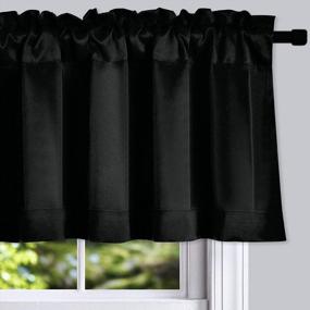img 3 attached to 2 Pack DONREN 15In Blackout Valances For Windows - 42In Wide Insulated Basement/Kitchen Curtain Rod Pocket Design