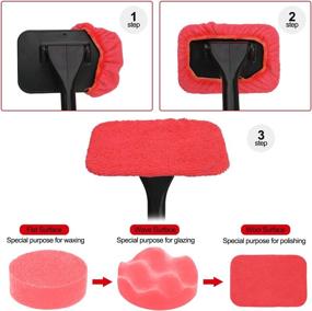 img 2 attached to 🧽 Premium 5 Pack Microfiber Cleaning Clothes for XINDELL Windshield Wiper Tools - Washable & Reusable Cleaning Pads - 5 Inch Diameter (Red, Square)