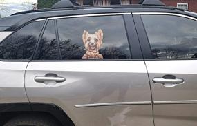 img 2 attached to Smiling Yorkie Dog Ride-Along Perforated Window Decal Sticker With Paws For Rear Side Window Attachment