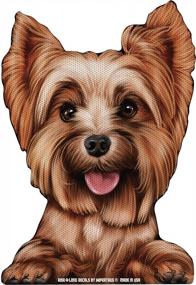 img 3 attached to Smiling Yorkie Dog Ride-Along Perforated Window Decal Sticker With Paws For Rear Side Window Attachment