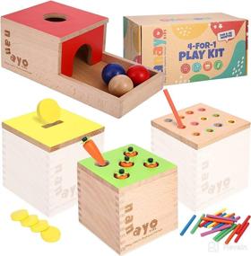 img 4 attached to Nanayo 4-in-1 Montessori Play Kit: Object Permanence Box, Coin Box, Carrot Harvest Game, Matchstick Color Drop Game – Toys for Babies 6-12 Months, 1 Year, 2 Year, and 3 Year