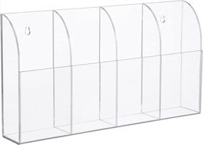 img 4 attached to Organize Your Space With Yeeco Clear Acrylic Wall Mount - 4 Compartments For Remote Control, Makeup, Pens, And More!