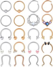 img 4 attached to Stylish 16G Septum Rings Hoop For Fashion-Forward Individuals - Stainless Steel Cartilage Earrings Hoop Helix Tragus Septum Piercing Jewelry By Anicina