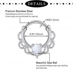 img 3 attached to Stylish 16G Septum Rings Hoop For Fashion-Forward Individuals - Stainless Steel Cartilage Earrings Hoop Helix Tragus Septum Piercing Jewelry By Anicina