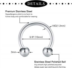 img 1 attached to Stylish 16G Septum Rings Hoop For Fashion-Forward Individuals - Stainless Steel Cartilage Earrings Hoop Helix Tragus Septum Piercing Jewelry By Anicina