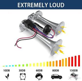 img 1 attached to 🔊 Super Loud 150DB Car Truck Train Horns Kit with Compressor - Dual Trumpet, Silver - Fits Any 12V Cars, Trucks, Trains, Lorries, Boats