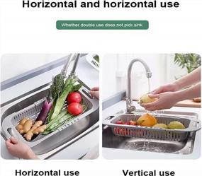 img 1 attached to Retractable Expandable Kitchen Sink Drain Basket Rack Storage For Bowls, Vegetables - Adjustable Length White