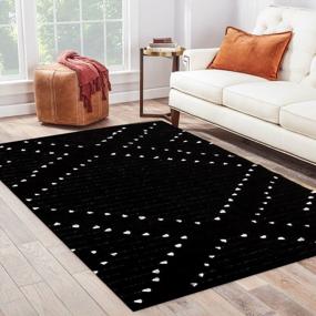 img 4 attached to 5' X 7' Black Cotton Woven Geometric Boho Rug - Machine Washable Area Rug For Bedroom, Living Room & Laundry Room