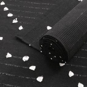 img 1 attached to Черный хлопковый тканый ковер в стиле бохо размером 5 x 7 футов с возможностью машинной стирки для спальни, гостиной и прачечной