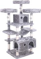 бьюишом светло-серая кошачья площадка с несколькими площадками, домиками, гамаком и обивкой из сизаля - большая кошачья башня для игр и отдыха котенка (модель mmj03g) логотип