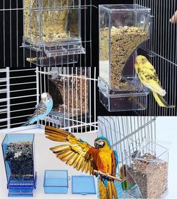 img 2 attached to 🐦 Kenond® No-Mess Bird Cage Finch Foraging Feeder - Automatic Acrylic Parrot Integrated Seed Feeder with Transparent Food Container. Ideal Cage Accessories for Small Birds like Parakeets, Canaries, Lovebirds.