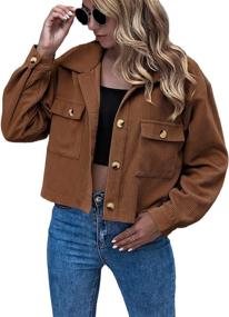 img 4 attached to 🧥 Cropped Corduroy Jackets with Pockets - Women's Clothing - Coats, Jackets & Vests by Eteviolet