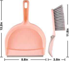 img 2 attached to 🧹 Peachy Pink Mini Broom and Dustpan Set: Ideal for Floor, Sofa, Desk, Keyboard, and Car Cleaning