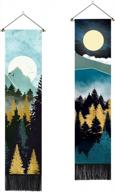 awaytr long mountain tapestry wall hanging - 2pcs green mountain forest sunset starry night sky nature landscape tapestries for bedroom logo