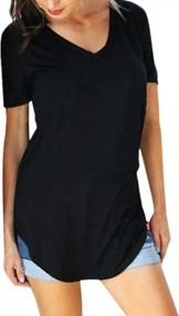 img 3 attached to Women'S V Neck Casual Tee Tops By StyleDome - Short Sleeve, Loose Fitting Summer Shirts