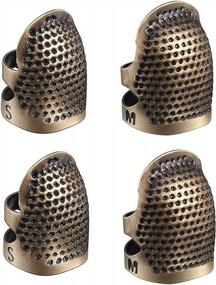 img 4 attached to AXEN 4-Pack Metal Copper Sewing Thimbles For Finger Protection - Two Sizes - Essential DIY Sewing Tools