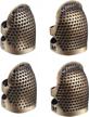 axen 4-pack metal copper sewing thimbles for finger protection - two sizes - essential diy sewing tools logo