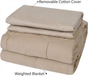 img 3 attached to YEMYHOM 100% дышащее утяжеленное одеяло со съемным хлопковым пододеяльником для легко чистящихся тяжелых одеял для взрослых и детей 15 фунтов 48 ''X72'' камень двойного размера