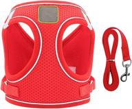 🐾 escape proof puppy harness and leash set: red, adjustable, reflective step-in design for small dogs and cats logo