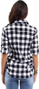 img 2 attached to Women'S Plaid Flannel Button Down Shirt - Long Sleeve Christmas & Fall Jacket By OCHENTA