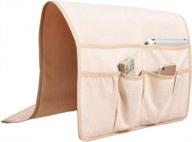 organize your recliner with kotile arm chair caddy - 6 pockets faux linen sofa covers for remote control, magazine rack, book, ipad & smart phone (champagne) logo