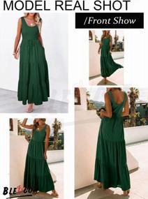 img 3 attached to Flowy Maxi Dress For Women - Sleeveless Casual Beachwear With Scoop Neck And Loose Fit - Perfect Sundress For Summer By BLENCOT