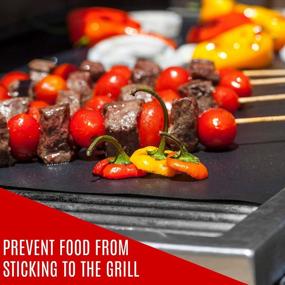 img 3 attached to BBQ Grill Mats (Set Of 2) Non-Stick, Heavy Duty, Reusable & Easy To Clean Grilling Accessories - 19.6X15 Inch With Extra Tongs & Oil Brush For Outdoor Barbecue Baking & Oven Use.