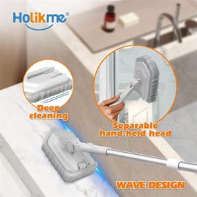 img 1 attached to 🛀 Holikme Extendable Tub and Tile Scrubber with Shower Cleaning Scrub Brush, 2 Scouring Pads - Bathroom and Bathtub Tools