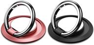 convenient and secure cell phone ring holder stand, 360° rotation for magnet mount - phone ring 2 pack (black & rose gold) logo