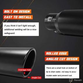 img 2 attached to 🚗 Apeixoto Adjustable Inlet Exhaust Tip - 1.5-2.0 Inch Inlet, 3.5 Inch Outlet, 9 Inch Length - Black Coated Stainless Steel with Bolt On Design