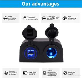 img 2 attached to 🔌 BlueFire Dual USB Charger with Cigarette Lighter Socket – Tent Type Panel for Car, Motorcycle, Boat, Marine, ATV, RV