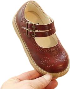 img 2 attached to 👑 Burgundy Princess School Shoes for Toddlers: WUIWUIYU Girls' Flats