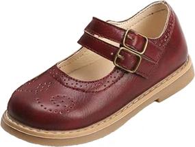 img 3 attached to 👑 Burgundy Princess School Shoes for Toddlers: WUIWUIYU Girls' Flats