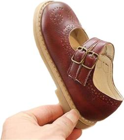 img 1 attached to 👑 Burgundy Princess School Shoes for Toddlers: WUIWUIYU Girls' Flats