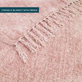 img 2 attached to Soft Chenille Throw Blanket With Fringe Tassels For Cozy Sofa Or Bedding – Lightweight, Silky Smooth Texture – Decorative Blush Pink Knitted Throw – Measures 50 X 60 Inches