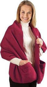 img 3 attached to 🧣 Large Front Pockets Women's Fleece Shawl: Enhancing Your Attire with Scarves & Wraps Accessories