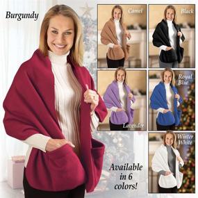 img 1 attached to 🧣 Large Front Pockets Women's Fleece Shawl: Enhancing Your Attire with Scarves & Wraps Accessories