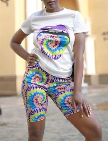 img 1 attached to KANSOON Women'S 2-Piece Casual Outfit, Printed Short Sleeve T-Shirt And Bodycon Shorts Tracksuit Set