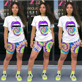 img 2 attached to KANSOON Women'S 2-Piece Casual Outfit, Printed Short Sleeve T-Shirt And Bodycon Shorts Tracksuit Set