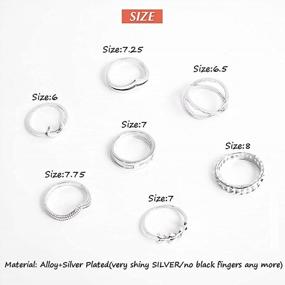 img 2 attached to Vintage Starry Sky Knuckle Ring Set For Women: 7-19Pcs Of Silver Moon Stackable Midi Rings