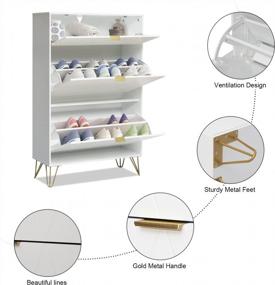 img 1 attached to Eclife 3-Tier Shoe Cabinet: Efficient Storage Organizer For Your Footwear Collection In White