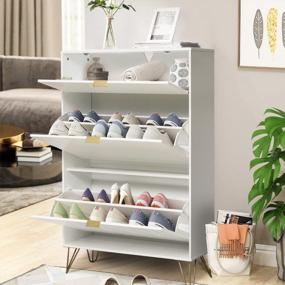 img 2 attached to Eclife 3-Tier Shoe Cabinet: Efficient Storage Organizer For Your Footwear Collection In White