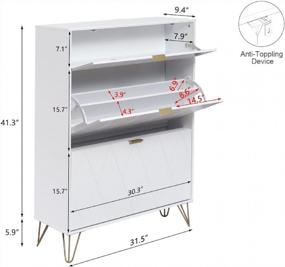 img 3 attached to Eclife 3-Tier Shoe Cabinet: Efficient Storage Organizer For Your Footwear Collection In White