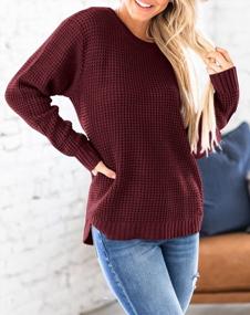 img 3 attached to Stay Cozy In Style With ZESICA'S Oversized Waffle Knit Pullover Sweater For Women