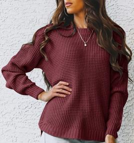 img 2 attached to Stay Cozy In Style With ZESICA'S Oversized Waffle Knit Pullover Sweater For Women