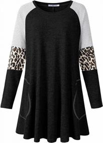 img 4 attached to JollieLovin Women'S Plus Size Leopard Print Tunic Tops With Pockets - Fashionable Swing Style For Fall Wardrobe